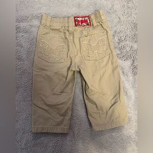 Charming Tan Kids Bottoms with Butterfly Embroidery